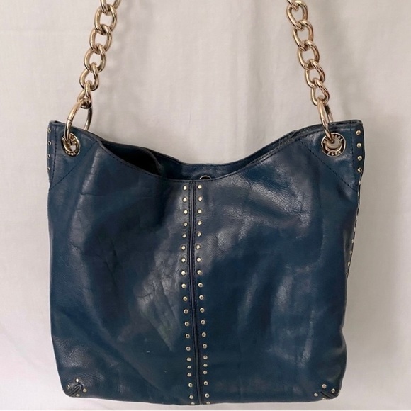 Michael Kors Large Navy Leather Shoulder Purse & Handbag EUC - Picture 3 of 5